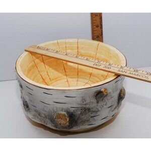 Rare Birch Bark 9" Serving Bowl Dept. 56 Rustic Western Cabin Decor